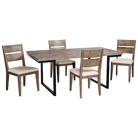 Contemporary 5 Piece Table and Upholstered Chair Set